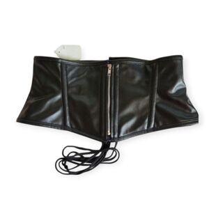 Black Faux Leather Corset Belt Size XL